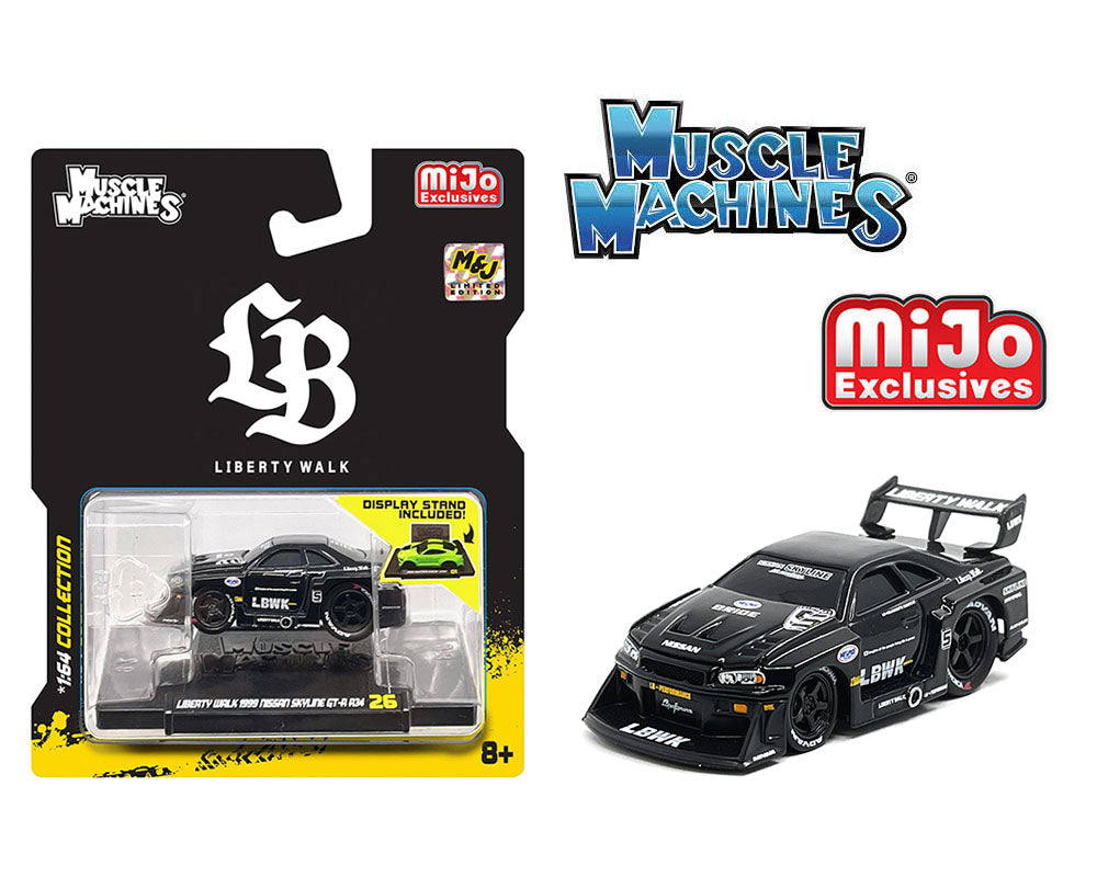 Muscle Machines 1:64 LBWK 1999 Nissan Skyline GT-R R34 – Black – Liber –  Hot Match Collectables