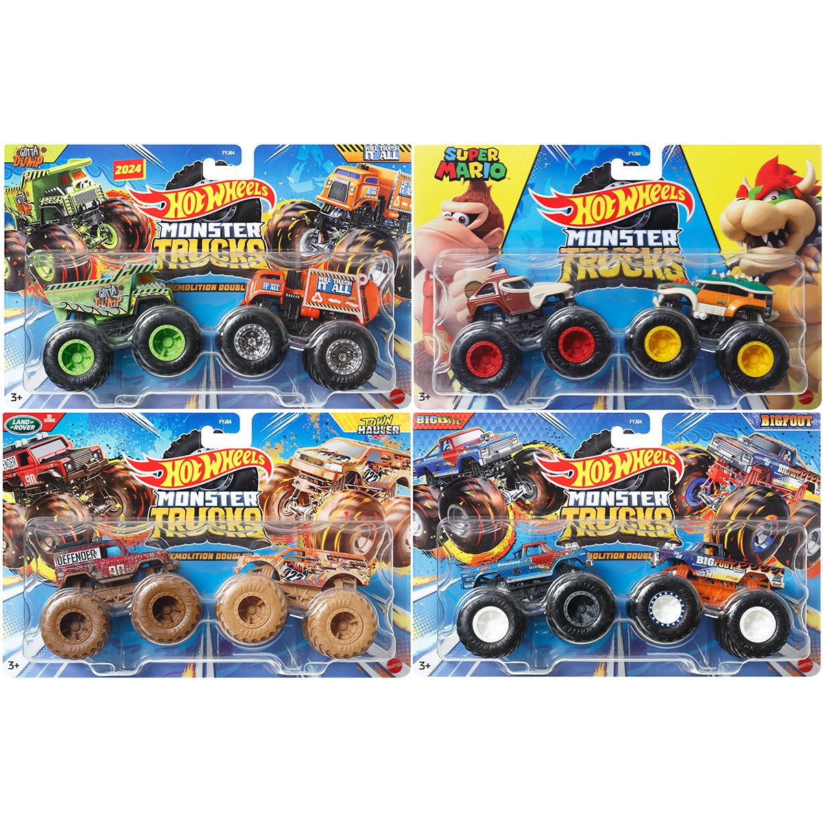 Hot Wheels Monster Trucks Demolition Doubles 1:64 Scale Vehicle 2-Pack 2024 Mix 3