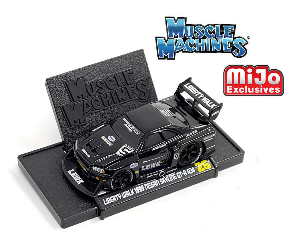 Muscle Machines 1:64 LBWK 1999 Nissan Skyline GT-R R34 – Black – Liber –  Hot Match Collectables