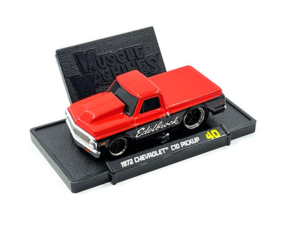 Muscle Machines 1:64 1972 Chevrolet C-10 Pick Up Edelbrock Limited Edition – Red with Black – Mijo Exclusives