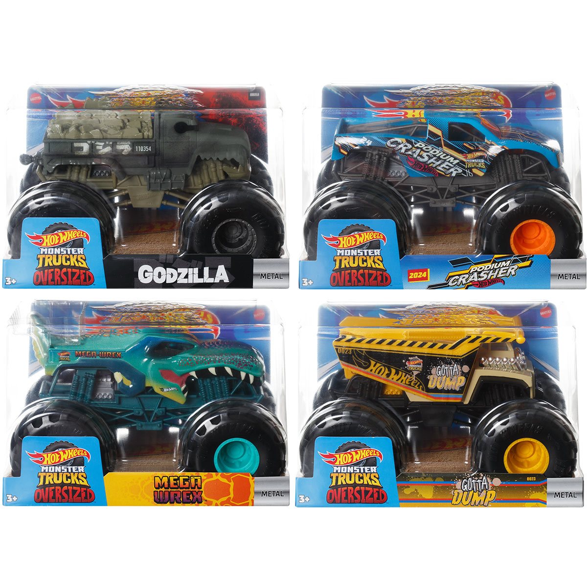 Hot Wheels Monster Trucks 1:24 Scale 2023 Mix 8 Vehicle Case of 4