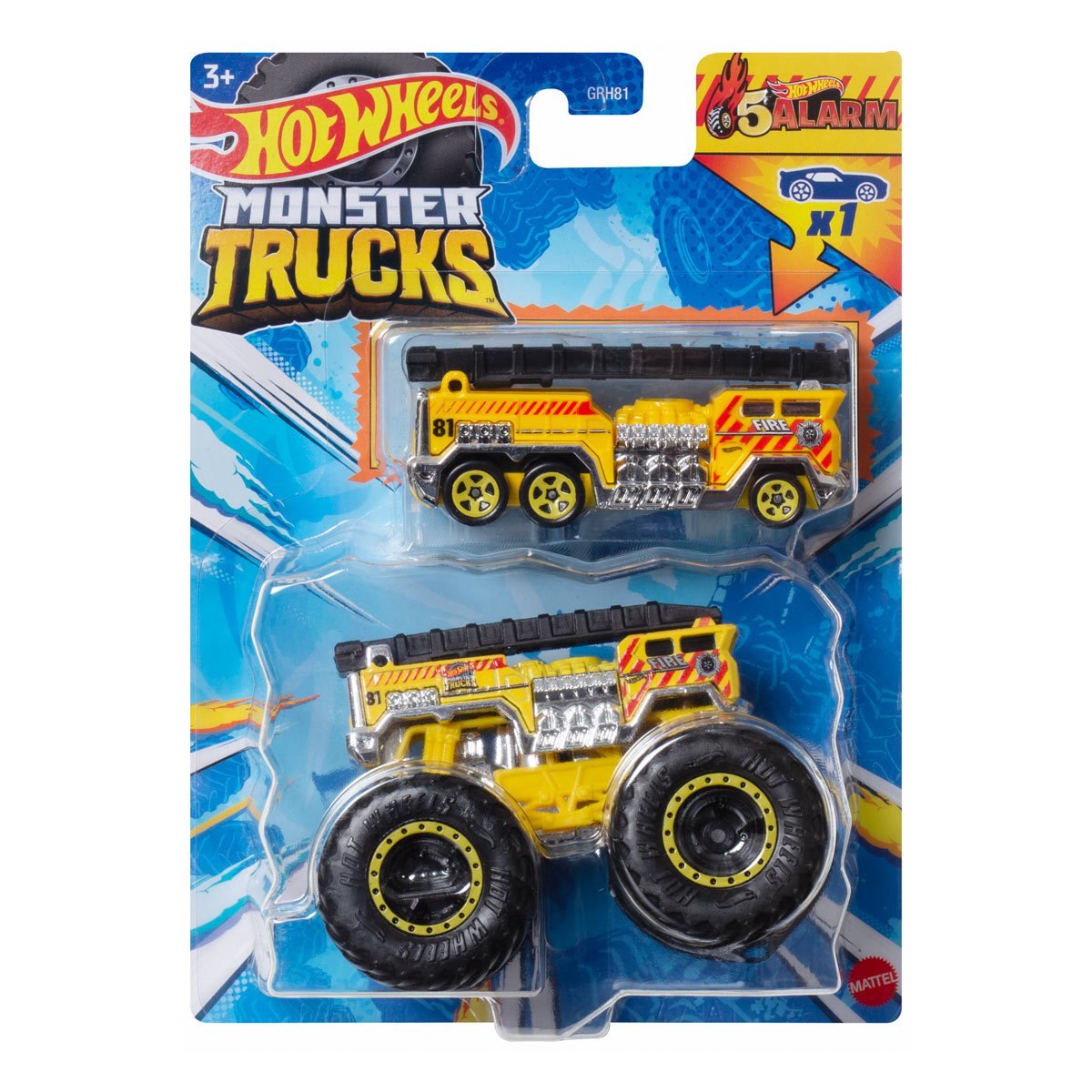 Hot Wheels Monster Truck Plus Car 1:64 Scale Vehicle 2-Pack 2024 Mix 1 (N)