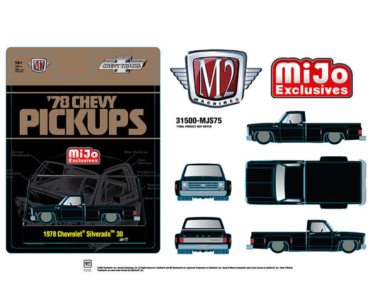 M2 Machines 1:64 1978 Chevrolet Silverado 30 Truck Limited Edition – Semi Gloss Black – Mijo Exclusives