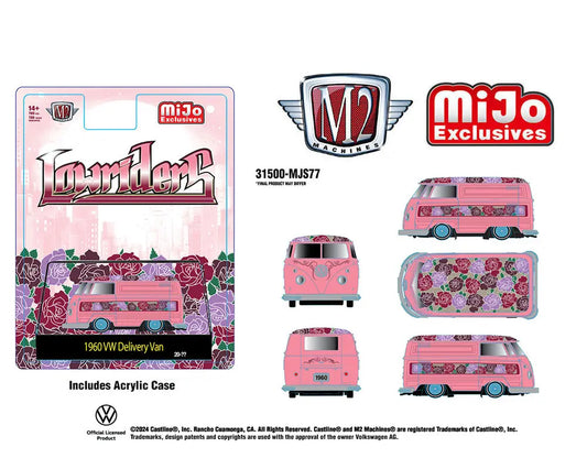 M2 Machines 1:64 1960 Volkswagen Delivery Shor Van Lowriders Limited Edition – Metallic Pink – Mijo Exclusives