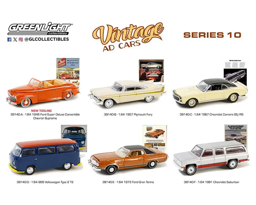 Greenlight 1:64 Vintage Ad Cars Series 10 - Set of 6