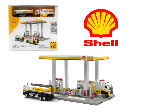 CCA 1:64 Shell Gas Station Playset with Volvo Oil Tanker & Volvo Tow Truck