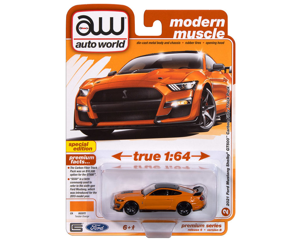 Auto World 1:64 2021 Ford Mustang Shelby GT500 – Orange Carbon (Special Edition)