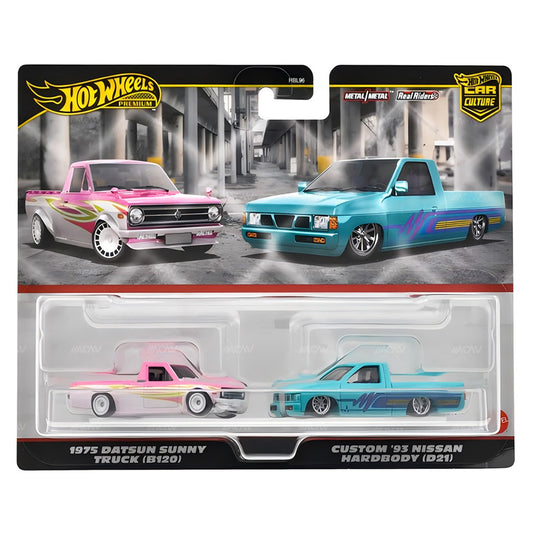 Hot Wheels Car Culture 2-Pack - 1975 Datsun Sunny Truck (B120) and Custom '93 Nissan Hardbody (D21)